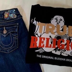 Womens True Religion Jeans and Graphic Zip Up Hoodie